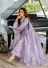 WINTER-3PC DHANAK EMBROIDERED SHIRT WITH KHADDI NET EMBROIDERED DUPATTA AND TROUSER-5114
