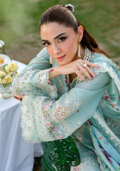 SUMMER-3PC LAWN CHIKANKAARI EMBROIDERED SHIRT WITH CHIFFON PRINTED DUPATTA AND TROUSER-4757