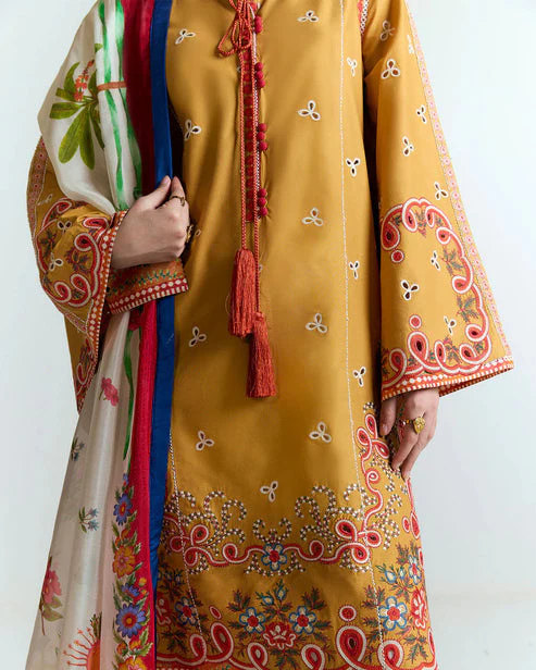 SUMMER- 3PC LAWN HEAVY EMBROIDERED SHIRT WITH MONARK PRINTED DUPATTA AND EMB TROUSER-3799