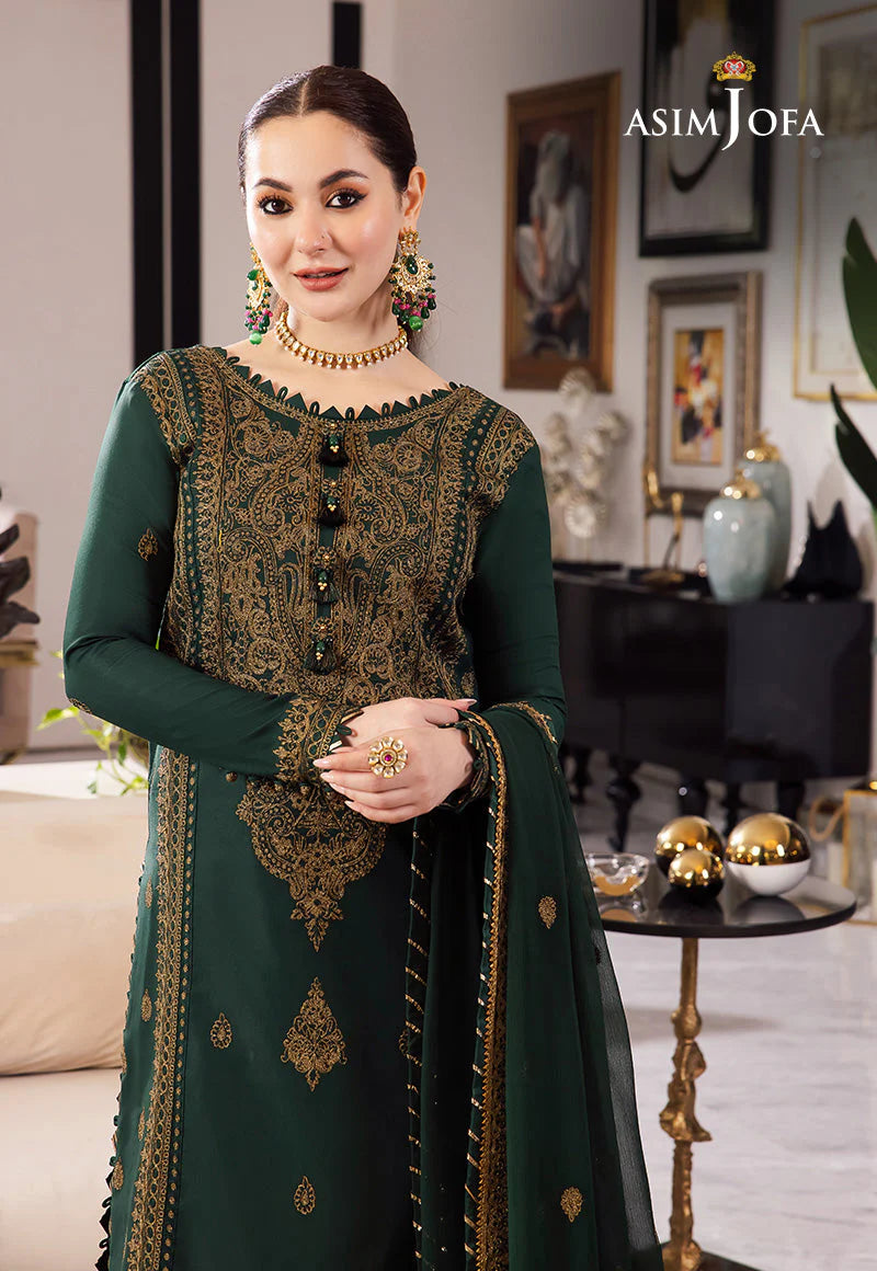 WINTER-3PC DHANAK SEQUIN EMBROIDRED SHIRT WITH CHIFFON EMBROIDRED DUPATTA AND TROUSER-4139