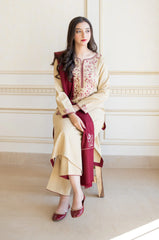 WINTER-AISLING - 3PC DHANAK EMBROIDERED SHIRT WITH EMBROIDERED DHANAK SHAWL AND TROUSER-3131