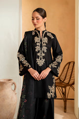 WINTER- 3PC DHANAK EMBROIDERED SHIRT WITH WOOL PRINTED SHAWL AND EMB TROUSER-5136