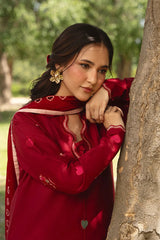 WINTER-3PC DHANAK EMBROIDERED SHIRT WITH CHIFFON EMBROIDERED DUPATTA AND TROUSER-5248