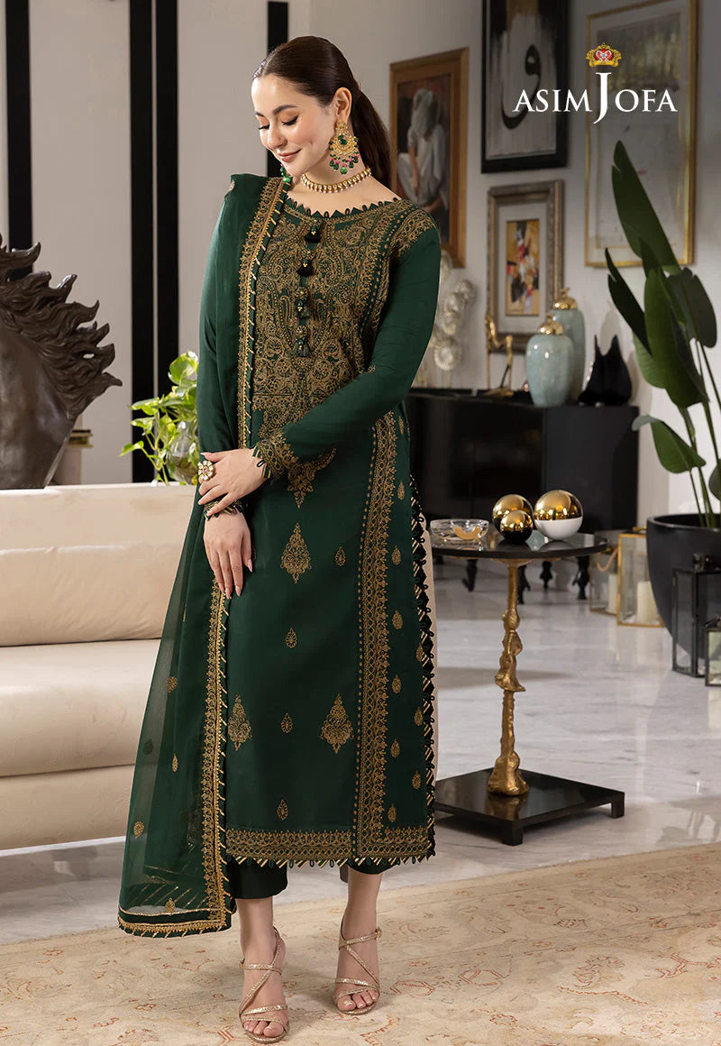 WINTER-3PC DHANAK SEQUIN EMBROIDRED SHIRT WITH CHIFFON EMBROIDRED DUPATTA AND TROUSER-4139