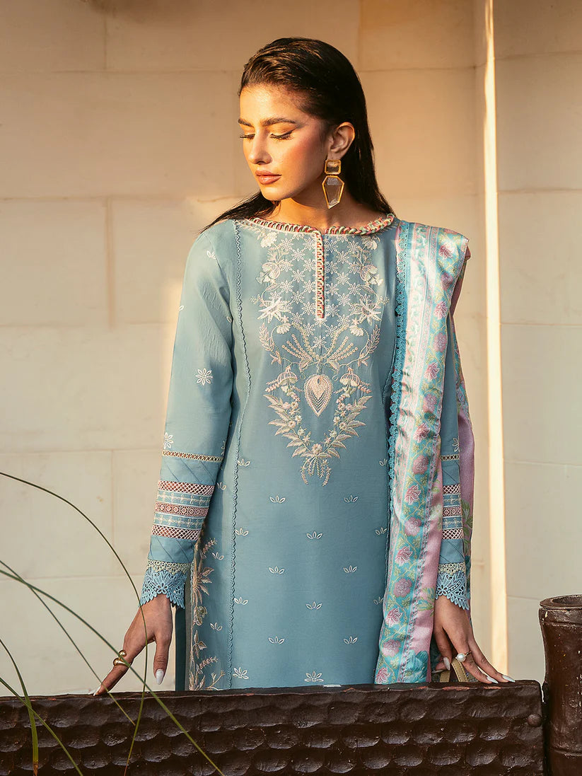 WINTER-3PC DHANAK SEQUENCE EMBROIDERED SHIRT WITH COUTRAI PRINTED SHAWL & DHANAK TOUSER-4122