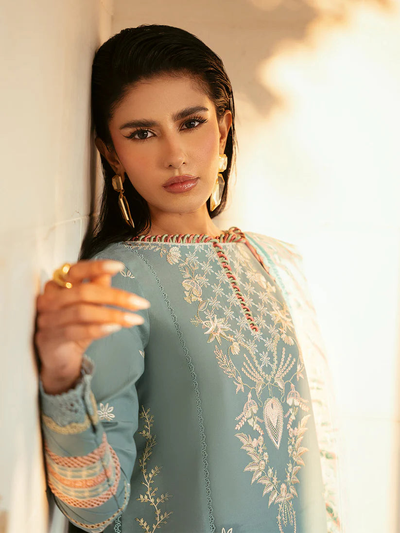 WINTER-3PC DHANAK SEQUENCE EMBROIDERED SHIRT WITH COUTRAI PRINTED SHAWL & DHANAK TOUSER-4122
