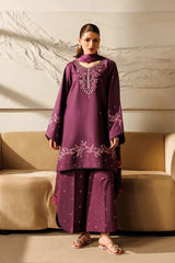 WINTER-3PC DHANAK EMBROIDERED SHIRT WITH WOOL PRINTED SHAWL AND TROUSER-5078