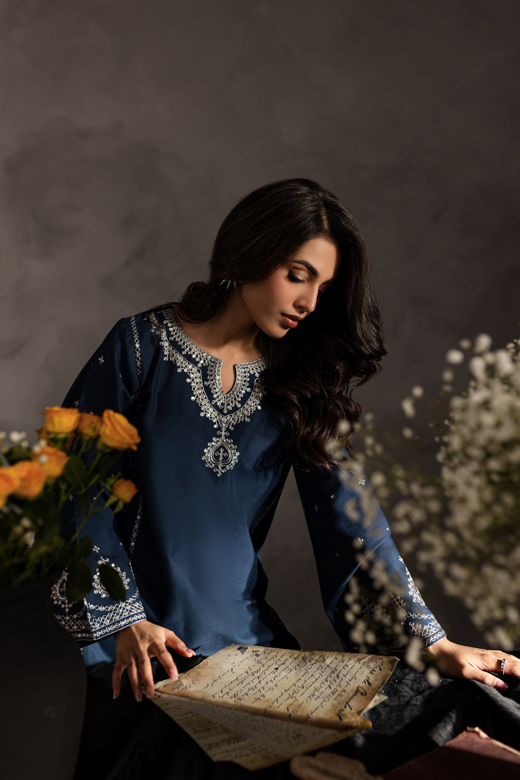 SUMMER-2PC SEQUIN LAWN EMBROIDERED SHIRT WITH SEQUIN LAWN EMBROIDERED TROUSER-3469