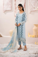 SUMMER- 3PC LAWN BORER EMBROIDERED SHIRT WITH MONARK PRINTED DUPATTA AND TROUSER-3739