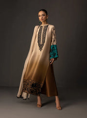 WINTER-3PC SHAMOZ SILK PRINT EMBROIDERED SHIRT WITH SOFT SILK PRINT DUPATTA & SILK TROUSER-1717