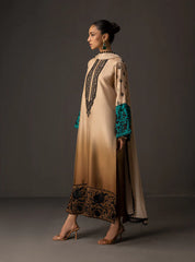 WINTER-3PC SHAMOZ SILK PRINT EMBROIDERED SHIRT WITH SOFT SILK PRINT DUPATTA & SILK TROUSER-1717