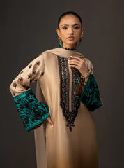 WINTER-3PC SHAMOZ SILK PRINT EMBROIDERED SHIRT WITH SOFT SILK PRINT DUPATTA & SILK TROUSER-1717