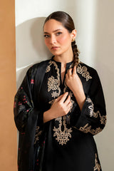WINTER- 3PC DHANAK EMBROIDERED SHIRT WITH WOOL PRINTED SHAWL AND EMB TROUSER-5136