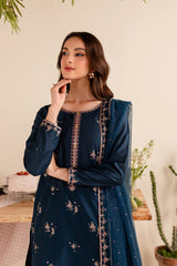WINTER-3PC DHANAK EMBROIDERED SHIRT DHANAK EMBROIDERED SHAWL AND EMB TROUSER-4173