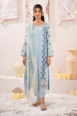 SUMMER- 3PC LAWN BORER EMBROIDERED SHIRT WITH MONARK PRINTED DUPATTA AND TROUSER-3739