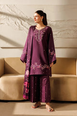 WINTER-3PC DHANAK EMBROIDERED SHIRT WITH WOOL PRINTED SHAWL AND TROUSER-5078