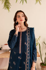 WINTER-3PC DHANAK EMBROIDERED SHIRT DHANAK EMBROIDERED SHAWL AND EMB TROUSER-4173