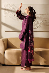 WINTER-3PC DHANAK EMBROIDERED SHIRT WITH WOOL PRINTED SHAWL AND TROUSER-5078