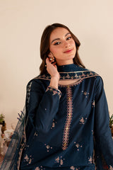 WINTER-3PC DHANAK EMBROIDERED SHIRT DHANAK EMBROIDERED SHAWL AND EMB TROUSER-4173
