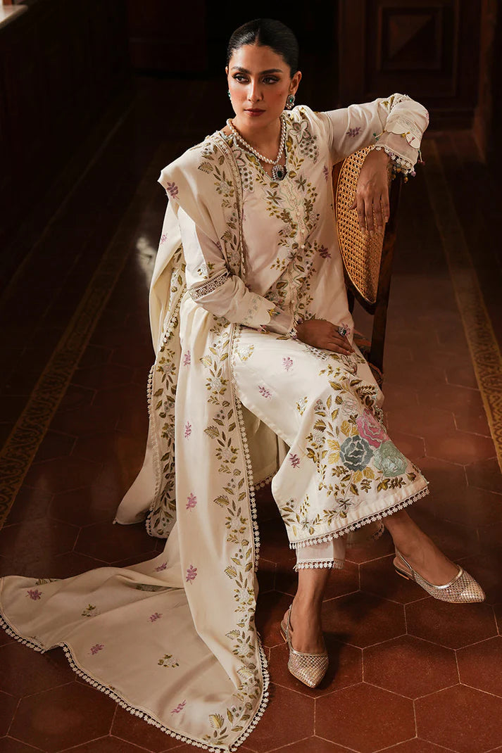 WINTER-3PC DHANAK EMBROIDERED SHIRT WITH DHANAK EMBROIDERED SHAWL AND TROUSER-4161