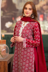 SUMMER-3PC LAWN CHIKENKARI EMBROIDERED SHIRT WITH LAWN TUBE SLUB DUPATTA-6500