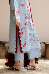WINTER-3PC DHANAK EMBROIDERED SHIRT WITH CHIFFON DUPATTA AND TROUSER-4215