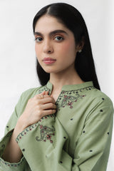 WINTER-2PC DHANAK EMBROIDERED SHIRT WITH EMBROIDERED TROUSER-15049
