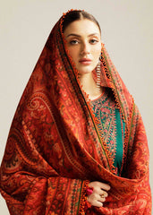 WINTER-3PC DHANAK EMBROIDERED SHIRT WITH COURTRAI PRINTED SHAWL AND TROUSER-