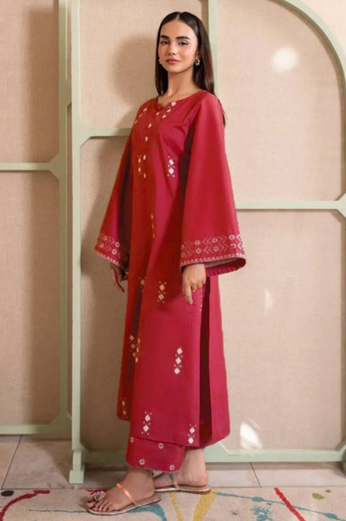 SUMMER-2PC LAWN EMBROIDERED SHIRT WITH LAWN TROUSER-30