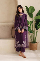 WINTER-3PC DHANAK EMBROIDERED SHIRT WITH WOOL PRINTED SHAWL & TROUSER-5101