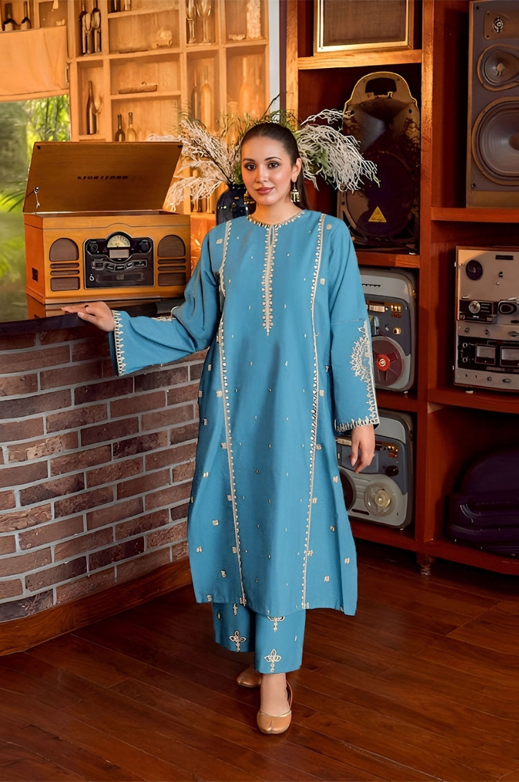 URGE-2PC LAWN SEQUIN EMBROIDERED SHIRT WITH EMB TROUSER-88