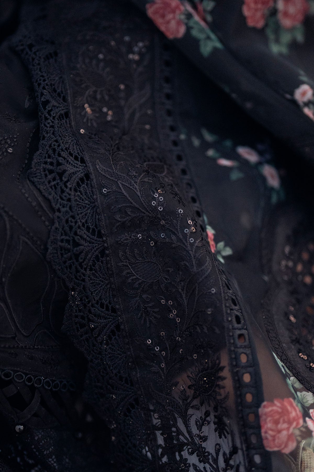 WINTER-3PC DHANAK LASER WORK EMBROIDERED SHIRT WITH MONARK PRINTED EMB DUPATTA & TROUSER-4119