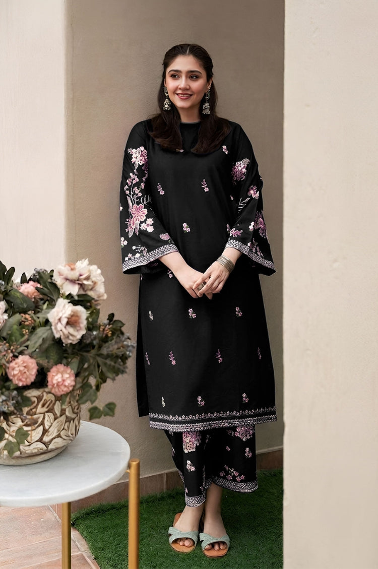 WINTER-2PIECE DHANAK EMBROIDERED SHIRT WITH DHANAK EMB TROUSER-15122