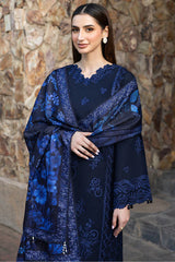 WINTER-3PC DHANAK EMBROIDERED SHIRT WITH COURTRAI PRINTED SHAWL AND TROUSER-4390