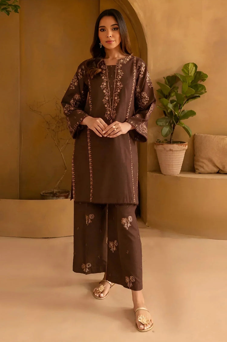 SUMMER-2PC LAWN EMBROIDERED SHIRT WITH EMB TROUSER-42