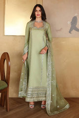 WINTER-3PC-RAW SILK HAND EMB EMBELLISHED SHIRT WITH SOFT SILK EMB DUPATTA AND RAW SILK TROUSER-5152