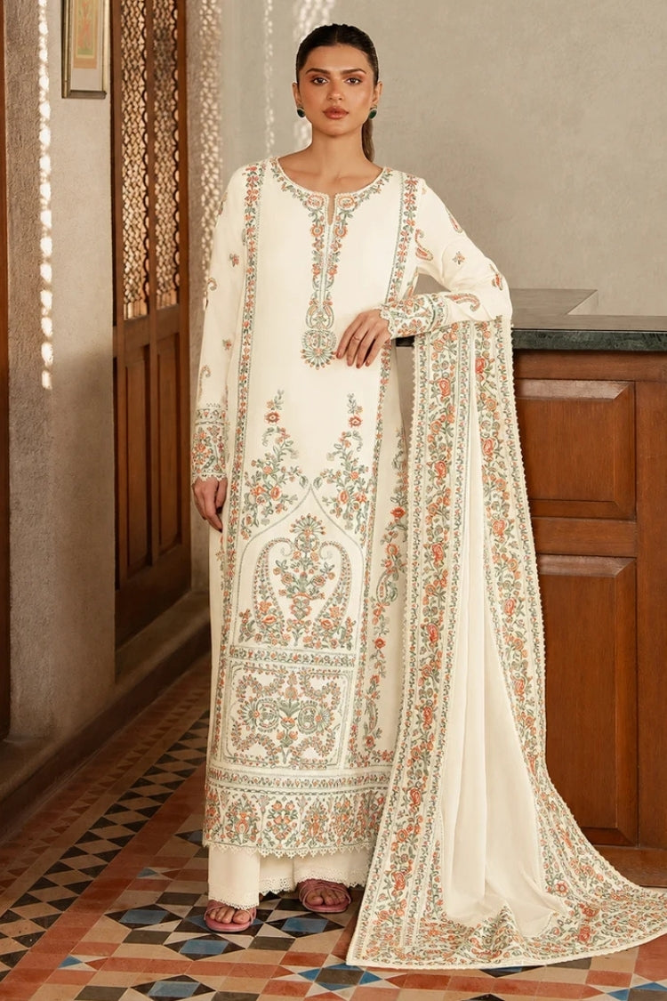 WINTER-3PC DHANAK EMBROIDERED SHIRT WITH DHANAK EMB SHAWL AND TROUSER-5208