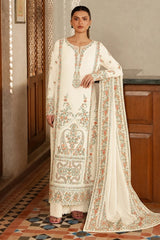WINTER-3PC DHANAK EMBROIDERED SHIRT WITH DHANAK EMB SHAWL AND TROUSER-5208