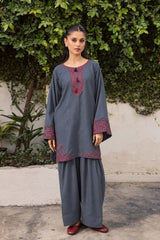 WINTER-2PIECE DHANAK EMBROIDERED SHIRT WITH DHANAK EMB TROUSER-15143