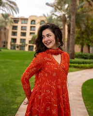 WINTER-3PC DHANAK EMBROIDERED FROCK WITH WOOL PRINTED EMBROIDERED SHAWL AND TROUSER-5075