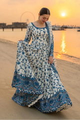 WINTER- 3PC DHANAK EMBROIDERED FROCK WITH KHADDI NET EMBROIDERED DUPATTA AND TROUSER-5069