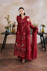 WINTER-3PC DHANAK EMBROIDERED SHIRT WITH DHANAK EMB SHAWL AND TROUSER-5168