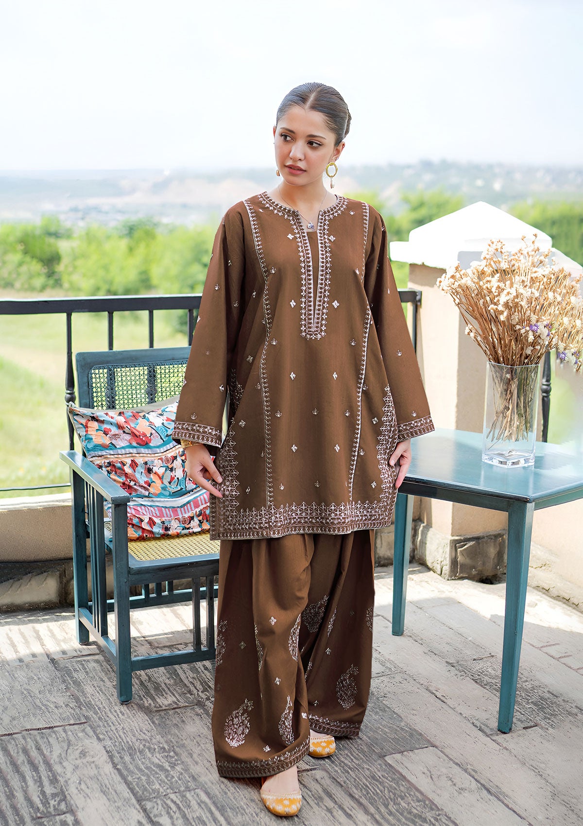 SUMMER-2PC LAWN EMBROIDERED SHIRT WITH TROUSER-227