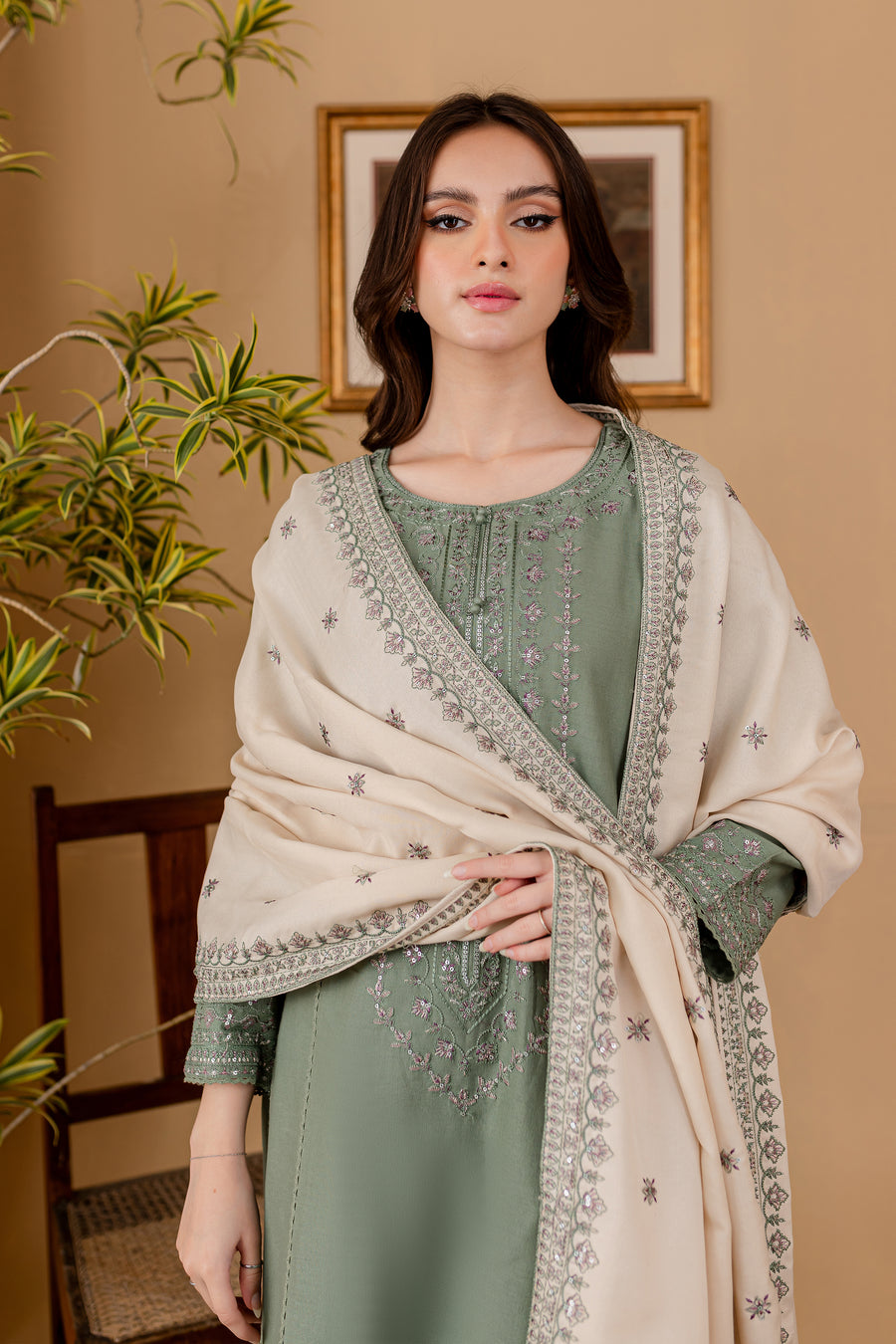 SUMMER- 3PC LAWN EMBROIDERED SHIRT WITH LAWN EMBROIDERED DUPATTA AND LAWN TROUSER-3501