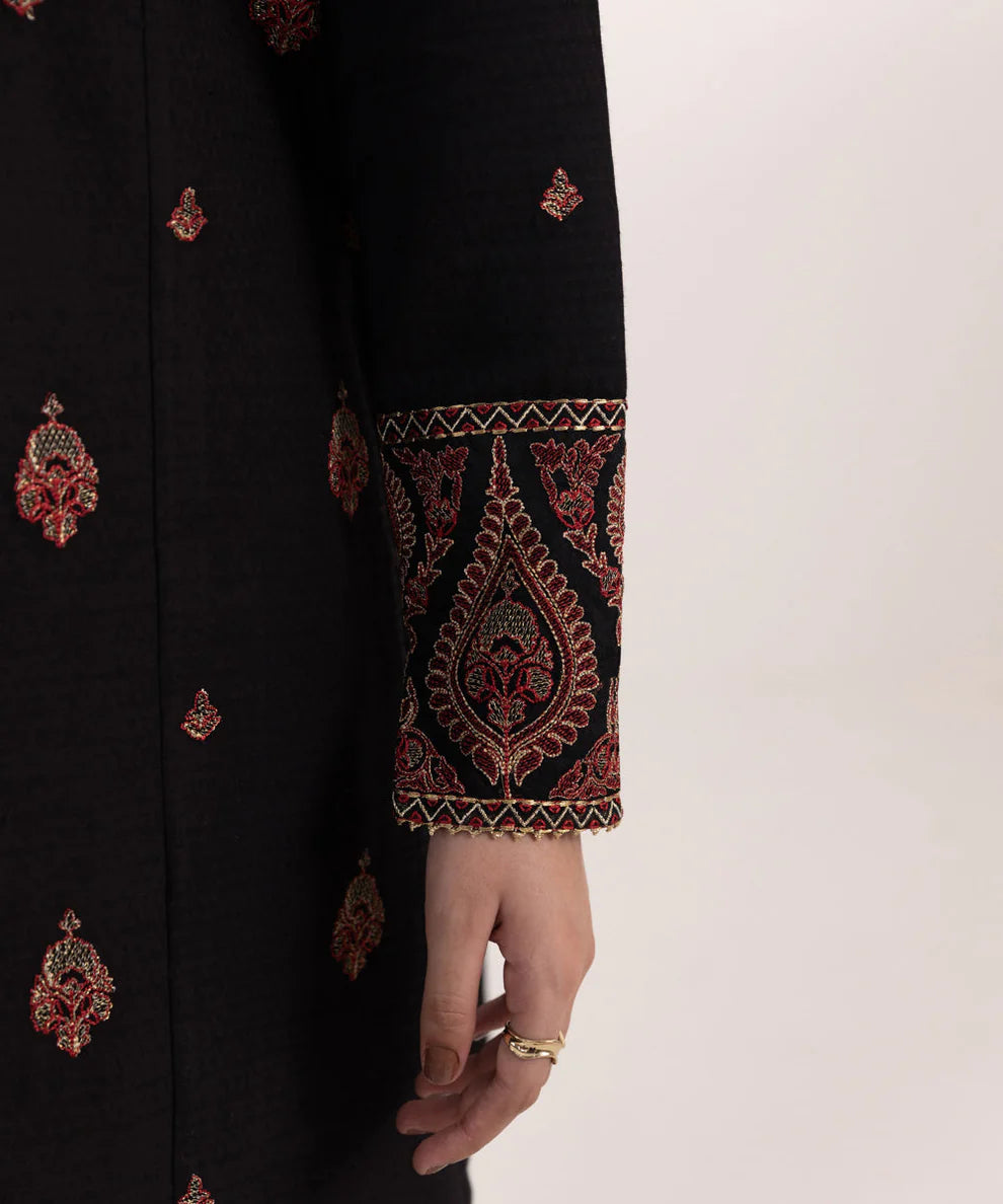 WINTER-3PC DHANAK EMBROIDERED SHIRT WITH COURTRAI PRINTED SHAWL AND TROUSER-4061