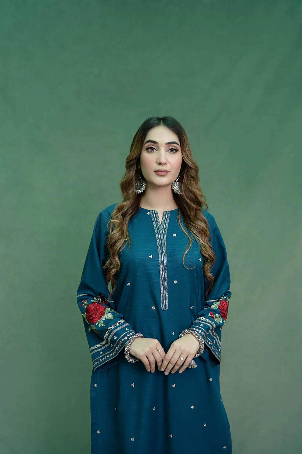 WINTER-2PC DHANAK EMBROIDRED SHIRT WITH AND EMBROIDRED TROUSER-BIC-101