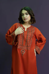 WINTER-2PC DHANAK EMBROIDRED SHIRT WITH AND EMBROIDRED TROUSER-3126