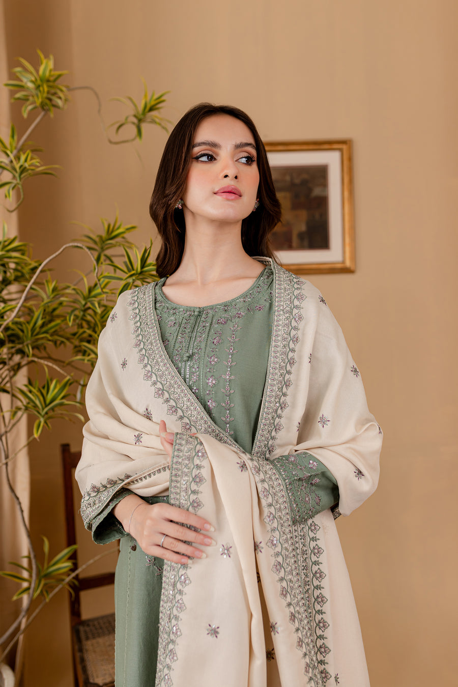 SUMMER- 3PC LAWN EMBROIDERED SHIRT WITH LAWN EMBROIDERED DUPATTA AND LAWN TROUSER-3501