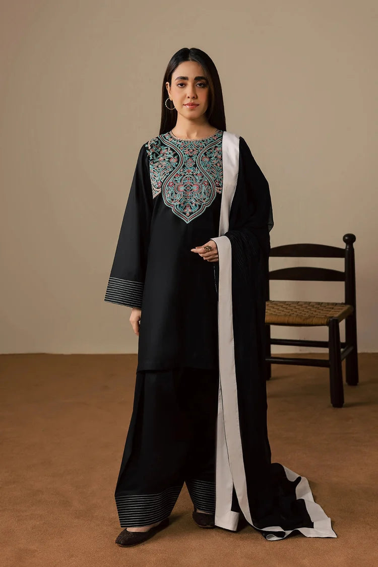 WINTER-3PC DHANAK EMBROIDERED SHIRT WITH DHANAK SHAWL AND TROUSER-5200
