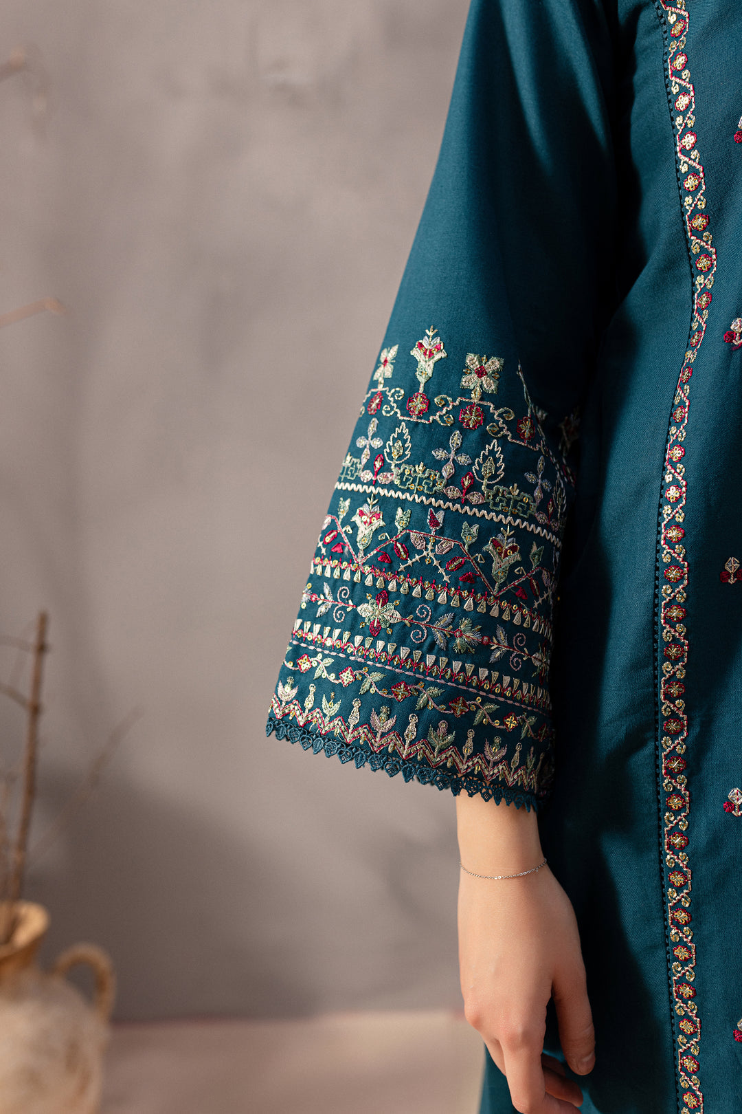 SUMMER-2PC SEQUIN LAWN EMBROIDERED SHIRT WITH SEQUIN LAWN EMBROIDERED TROUSER-3471
